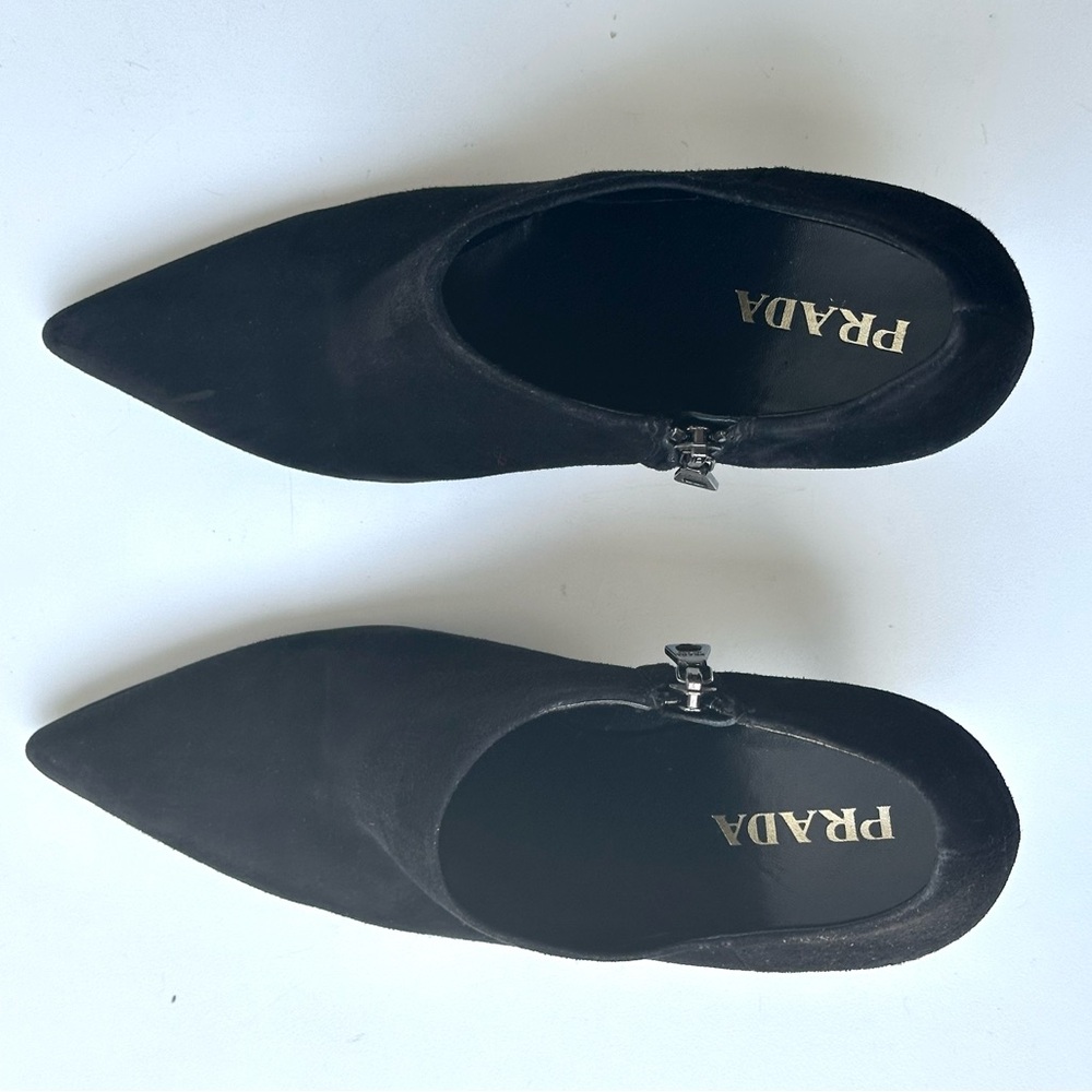 Prada Suede Ankle Boots, black, size 37.5, US 7.5 - Picture 5 of 11